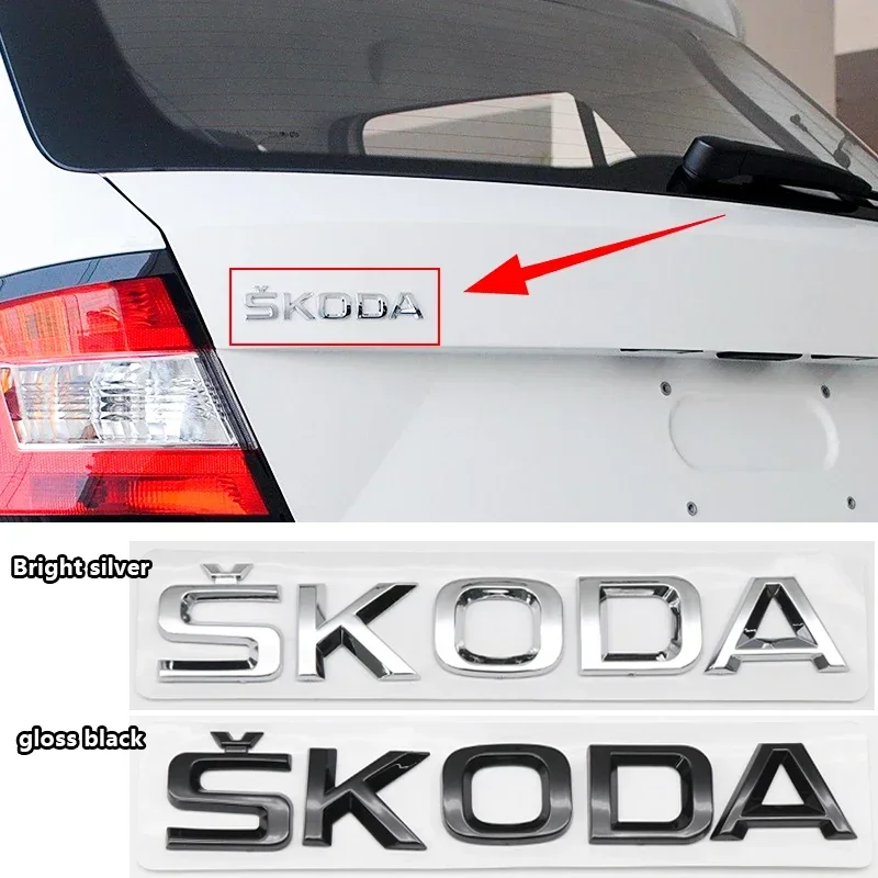 3D Metal Glossy black Letter Car Trunk Badge Decal Rear Fender Emblem Sticker For Skoda Octavia Yeti VRIS Kodiaq Karoq Kamiq a5