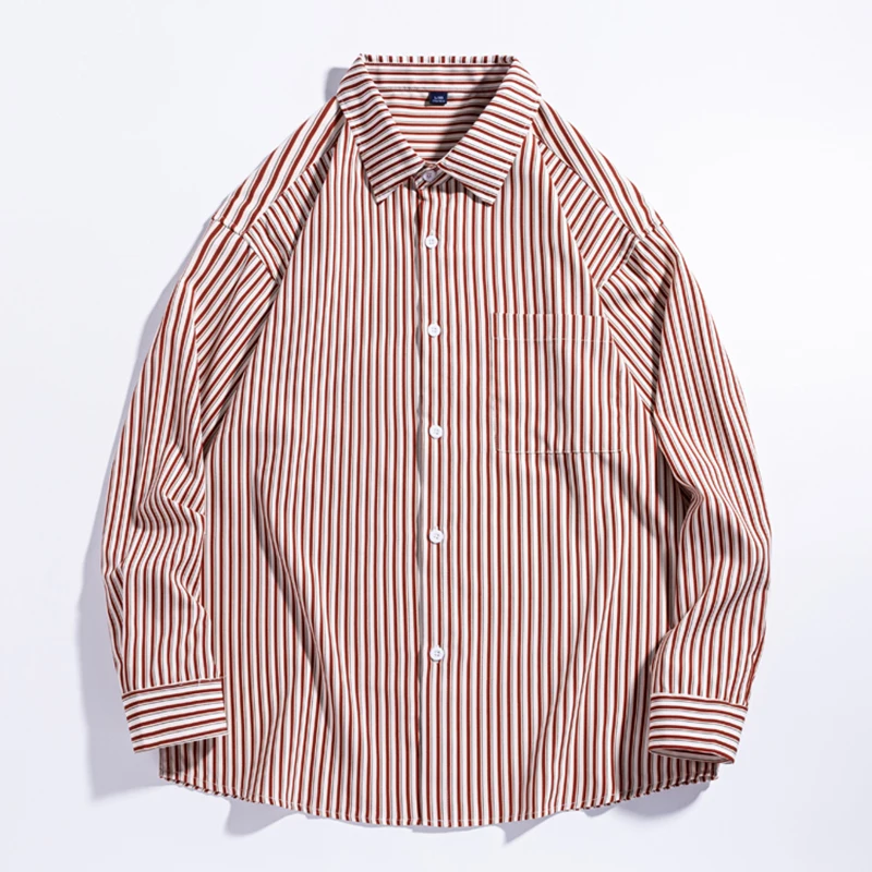 

Trendy Brand Fashion Autumn New Men's Turn-down Collar Printing Single Breasted High Street Casual Loose Long Sleeve Shirts Tops
