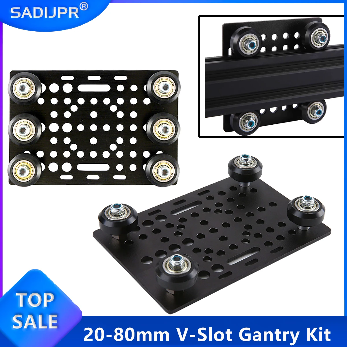 V-Slot Gantry Set 20-80mm Gantry Plate With Wheels For Profiles Vslot Aluminum Plate Kits Gantry Plat 3D Printer Part Accessorie