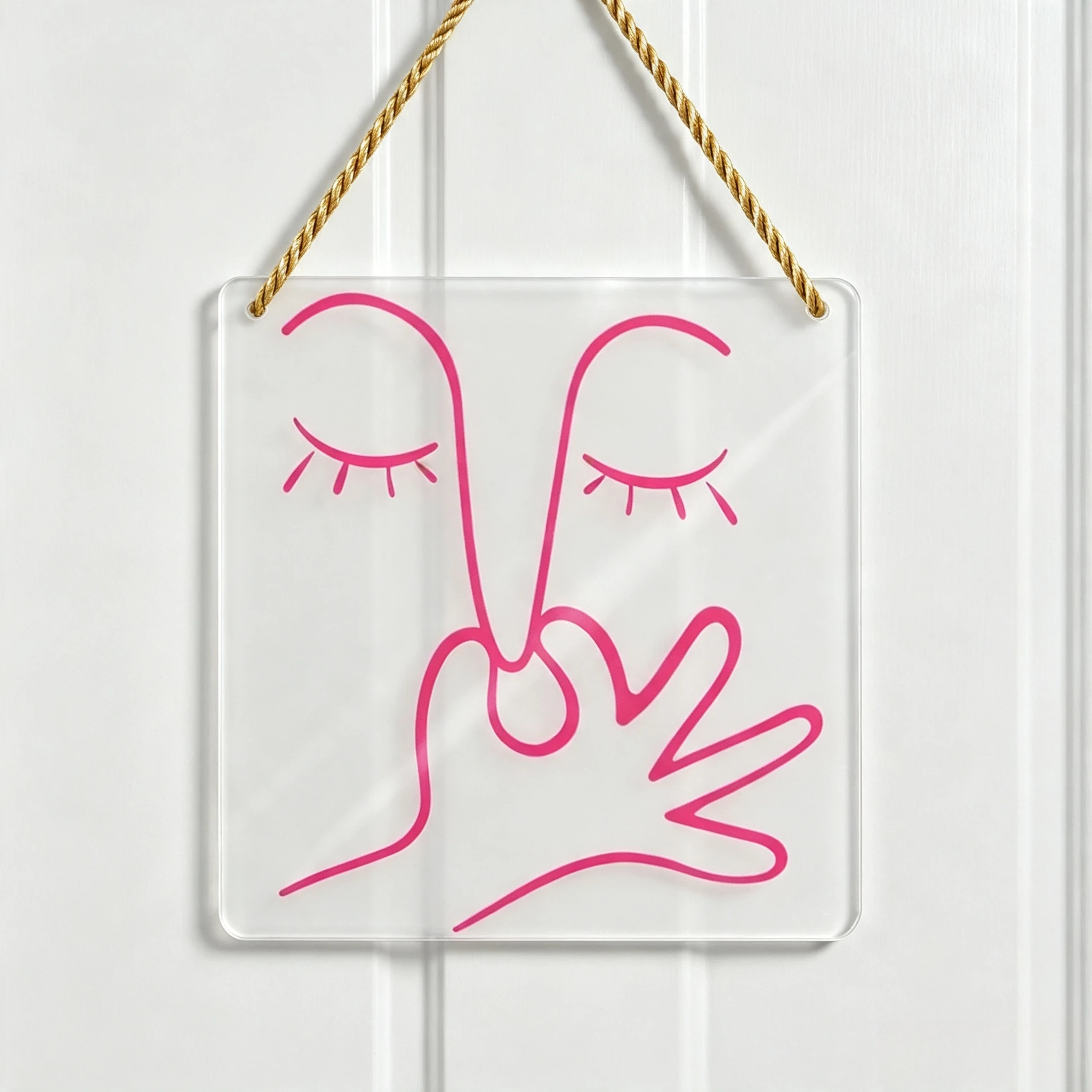 Abstract Contour Face Acrylic Wall Hanging Boho Aesthetic Room Decor Plaque,Minimalist Line Art Face Acrylic Hanging Sign Abstract Face Wall Decor