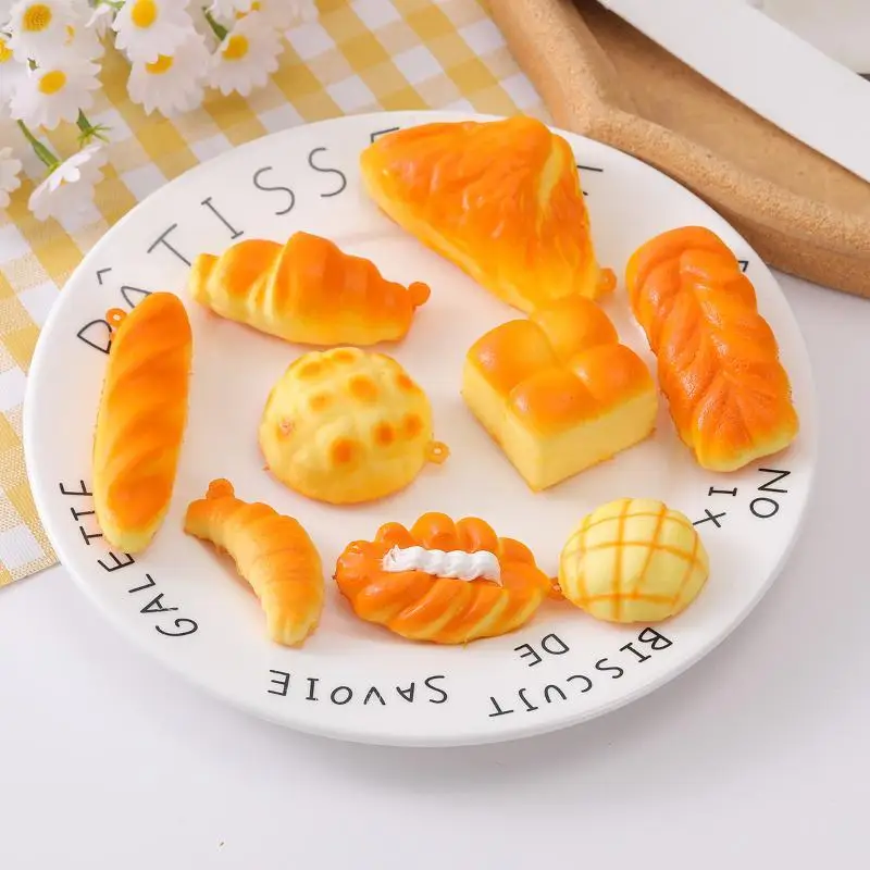 Mini Artificial Bread Keychains Soft Realistic Touch School Bag Pendant Lovely Gifts for Teens Food Enthusiasts