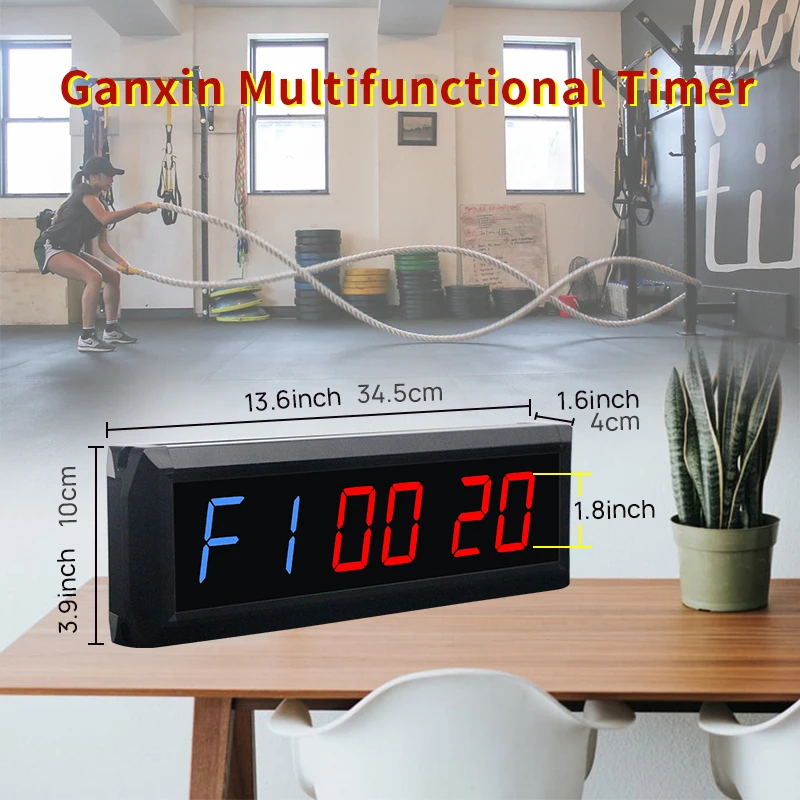 Ganxin 6 Digit 1.8 Inch Tabata/FGB 7 Colors Changeable Interval Timer Desktop Cross Fit Clock Led Gym Timer for Training