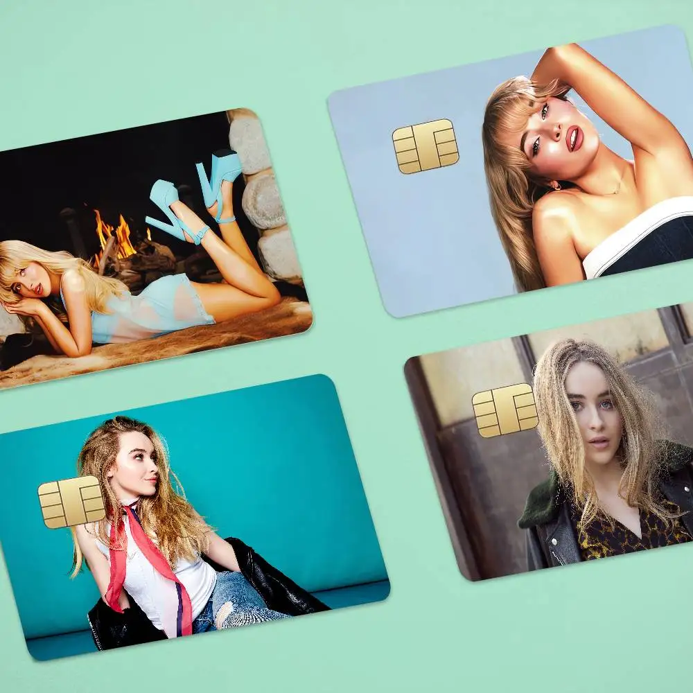 Singer Sabrina Carpenter 1 Set Of 4 Pcs Credit Card Skin Stickers For VISA Bank Card Waterproof Sticker Anti-scratch Women Gift
