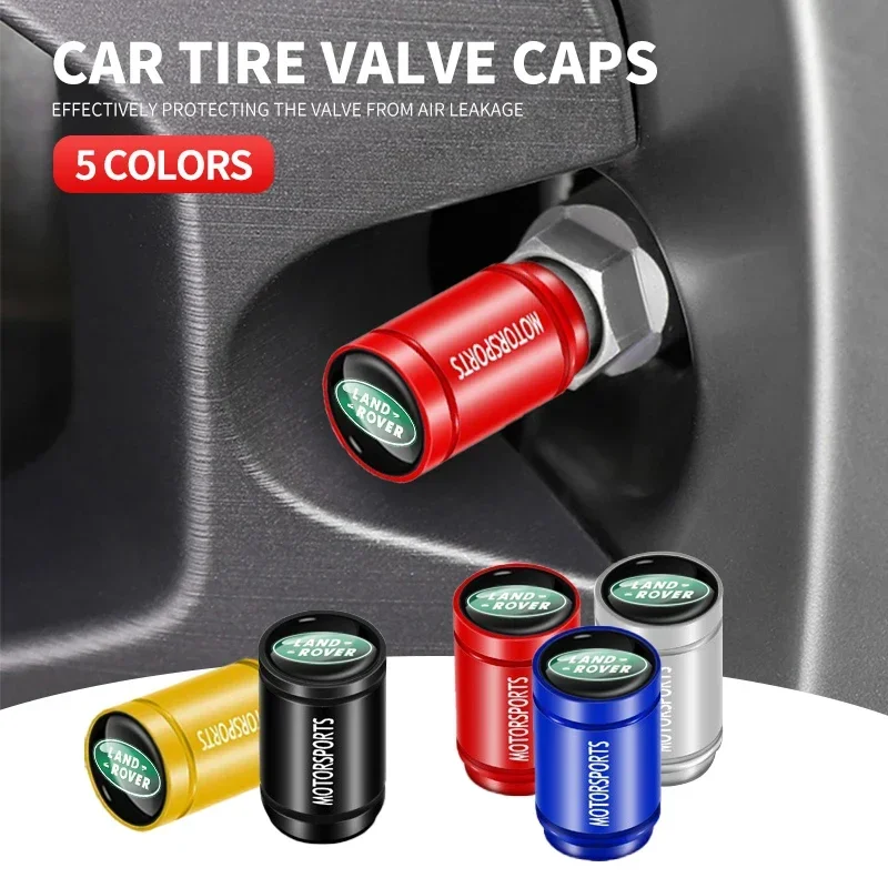 4pcs Car Logo Tire Air Valve Cap Metal Auto Parts For Land Rover Defender Freelander 1 2 Discovery 1 2 3 Evoque Range SV SVR