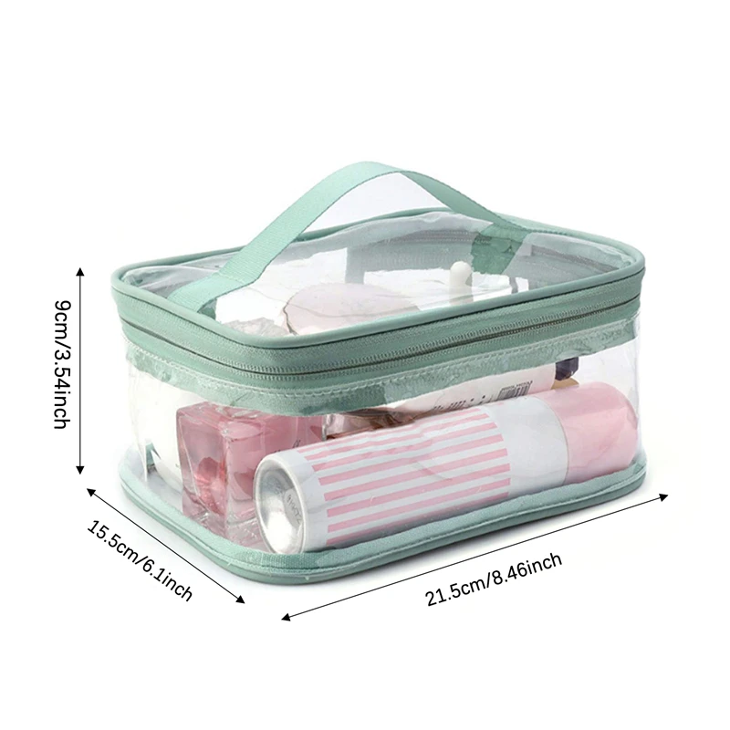 Bolsa de cosméticos transparente de PVC para mujer, bolsas de maquillaje transparentes impermeables, estuche de belleza, organizador de maquillaje, almacenamiento, bolsa de aseo de baño