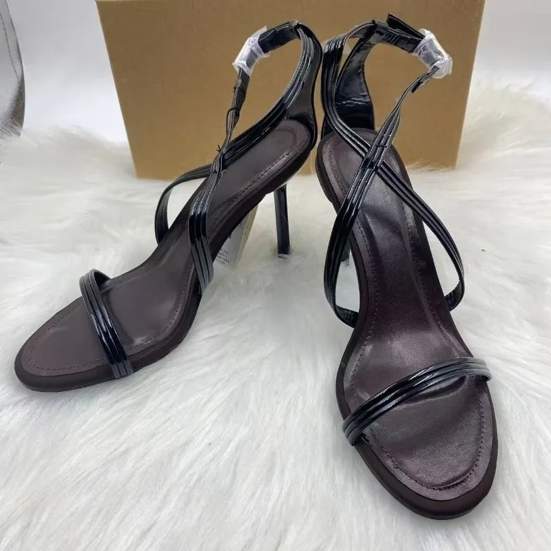 كعب سهرة أنيق للنساء صنادل جلدية بأشرطة، حزام كاحل مثير للحفلات والنوادي والمناسبات الرسمية #5