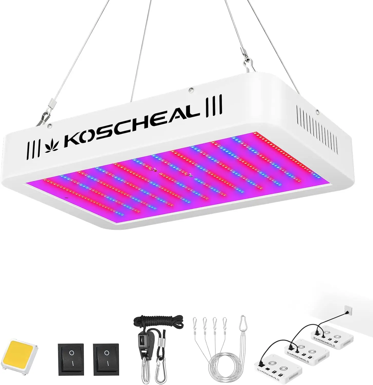 

Full Spectrum LED Grow Light 130W with Veg & Bloom Switch, Daisy Chain for Indoor Hydroponic Plants