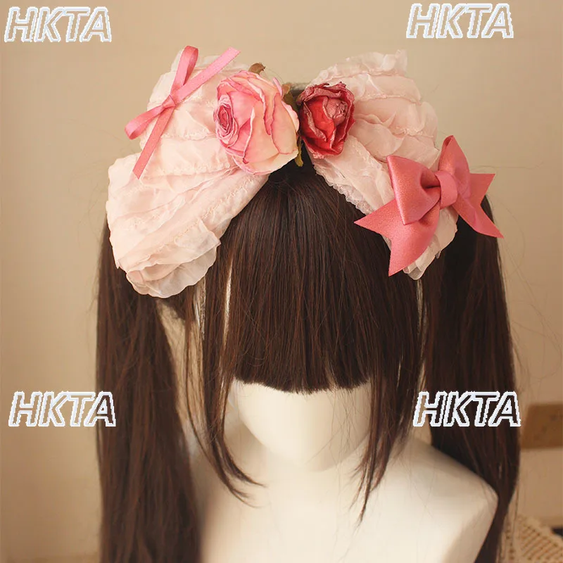 اليابانية الحلو الكلاسيكية اليدوية لوليتا مشبك شعر جديد أغطية الرأس بونيه KC أفضل قبعة فتاة مقوس دانتيل كعكة دبوس الشعر الملابس والاكسسوارات