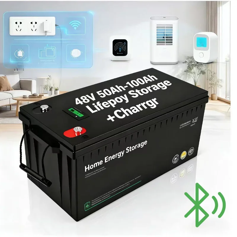 48V 50Ah 100Ah LiFePO4 Battery Pack Built-in BMS, Deep Cycle Lithium Iron Phosphate Battery for Solar, RV, Boat, Off-Grid & Back