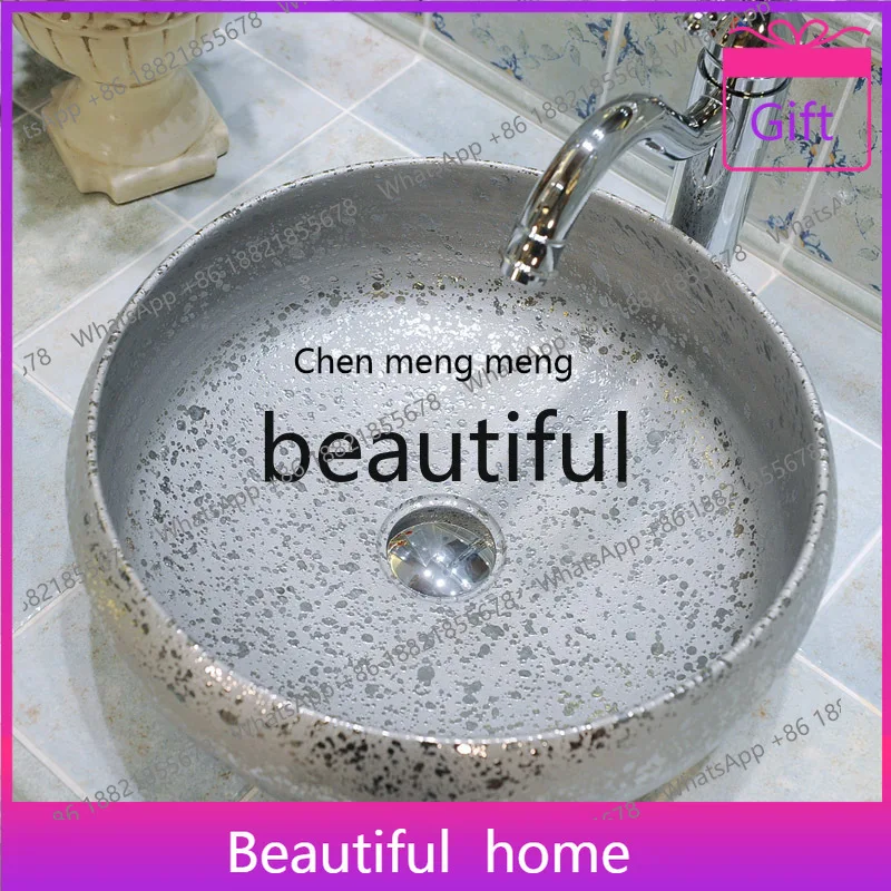 

European style countertop basin silver toilet modern simple ceramic art washbasin