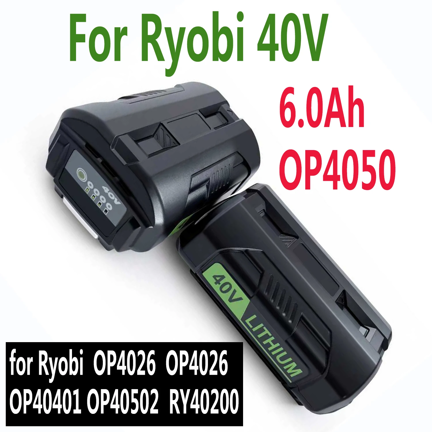 

40V For Ryobi OP4050/Ry40200 Replacement Battery Compatible with RY40240,RY40230,RY40220,RY40210B，Low rate of self-discharge