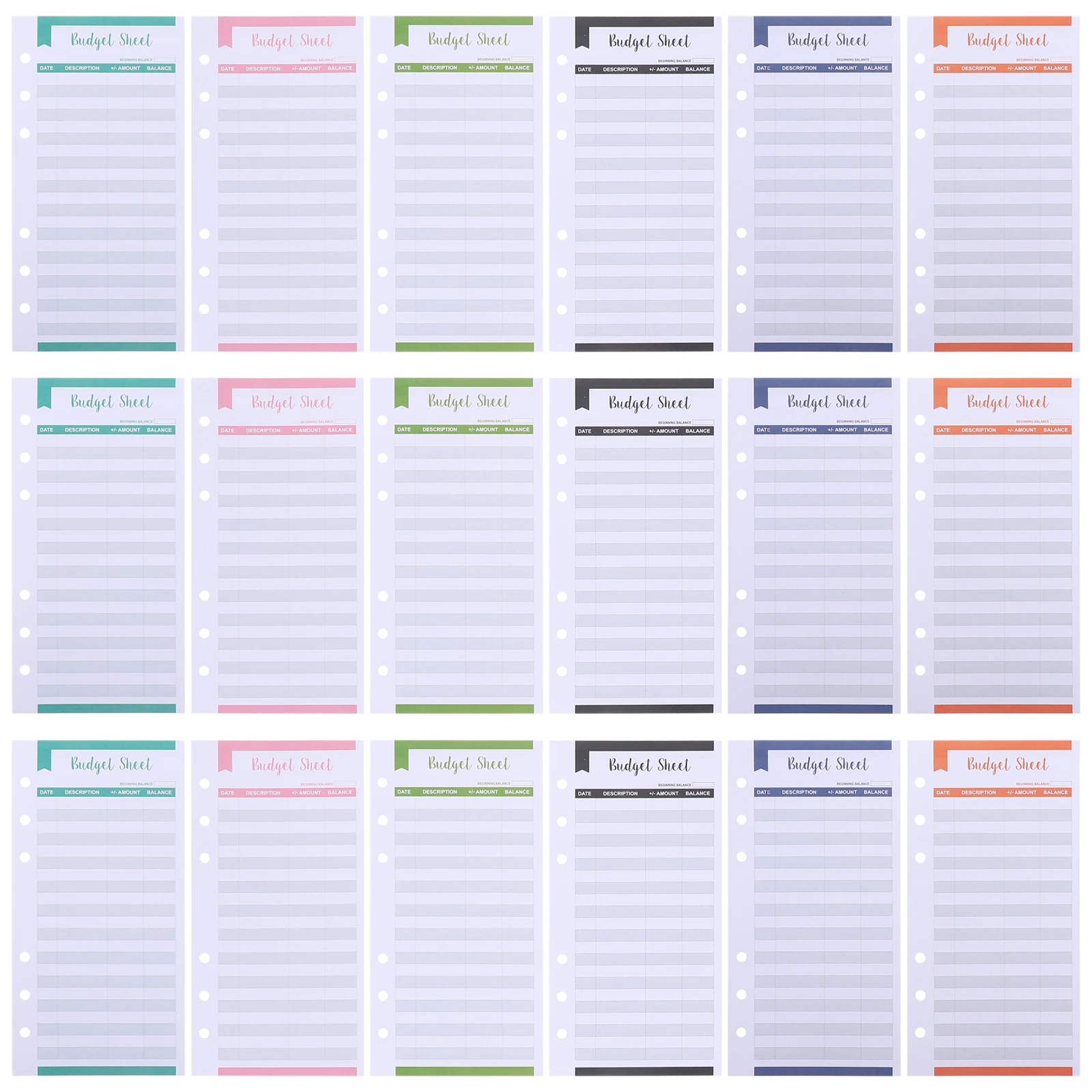 40pcs Double Offset Paper Inserts for Budget Planner Cards Portable Monthly Finance Tracker Home Office Supplies