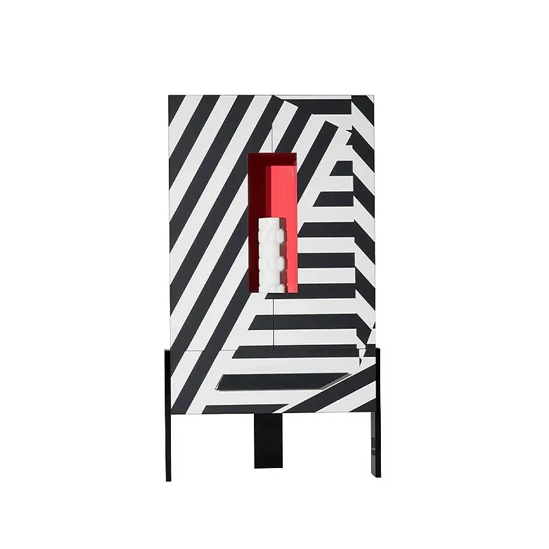 

Modern Minimalist Design Side Cabinet Creative Metal Storage Cabinet zebra Pattern Living Room Wine Cabinet