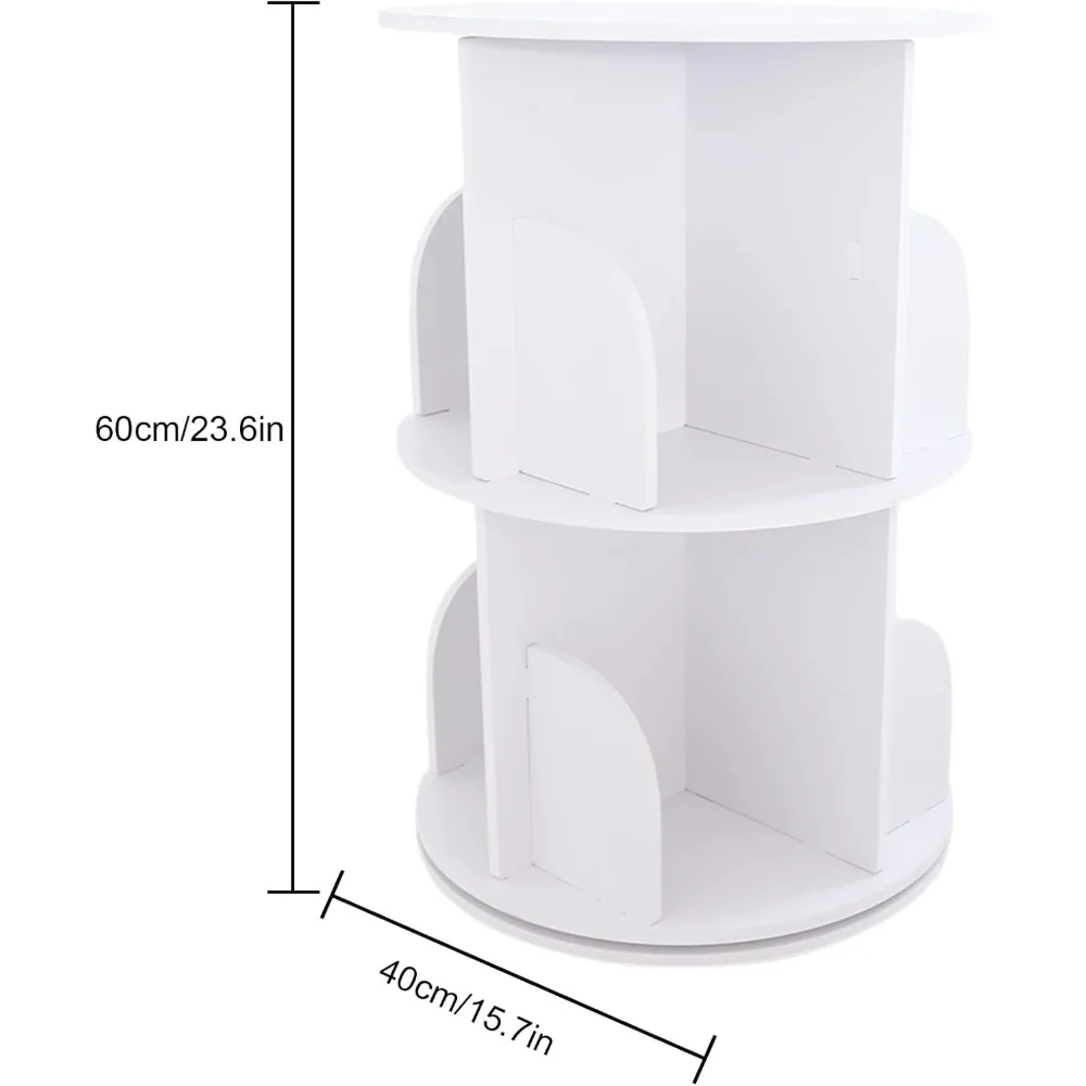 Rotating Bookcase, Standing Shelf, 360 Degree Display, Rotating Shoe Rack, Office Shelf with 2 Levels for Living Room, Bedroom