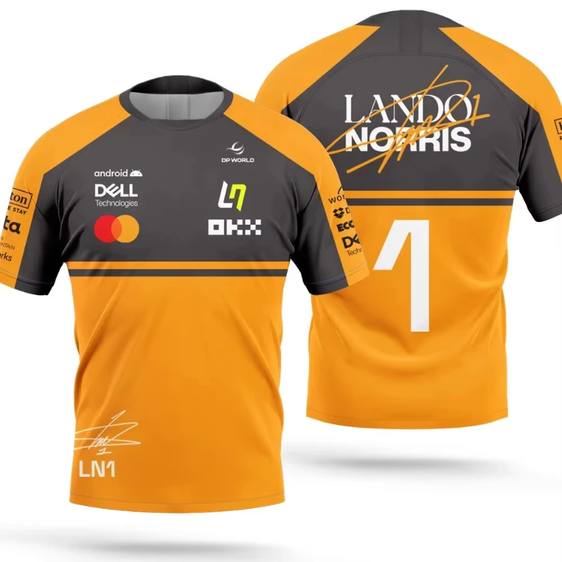 Lando Norris 1 Driver Fans 1000 Summer 3D Children's T-shirt 2026 New Style Quick-Drying Breathable Sports Clothing