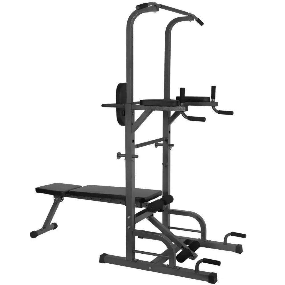 FITNESS STATION, TRACTION TOWER, FOLDING AND ADJUSTABLE BENCH, MULTIFUNCTIONAL, BODYBUILDING, HOME TRAINING, HIGH QUALITY STEEL