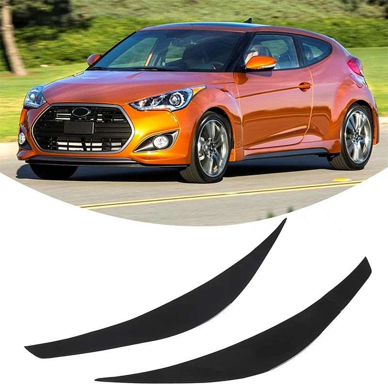 

For Hyundai Veloster 11-17 PVC Black Epoxy Resin Car Headlight Eyebrow Trim Sticker Car Accessories