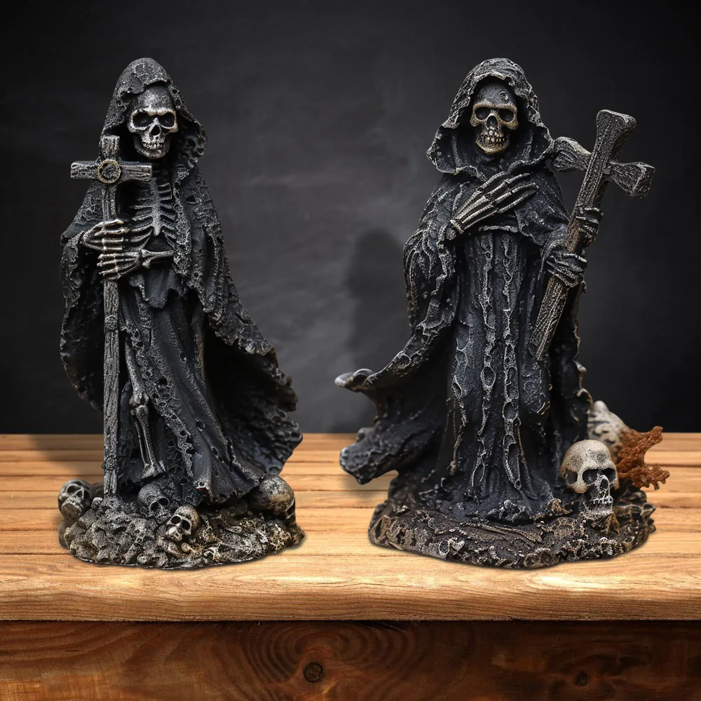 Devil Descent Decorative Figurine Gothic Resin Figurine Black Horror Robe Halloween Sculpture The Creeper Reaper Novelty