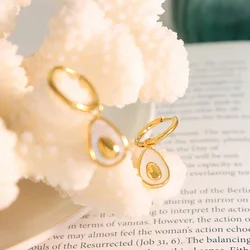 New Temperament Avocado Water Drop Dangle Earring for Women Charm Gold Color Stainless Steel Hoop Jewelry Accessories Colorfast