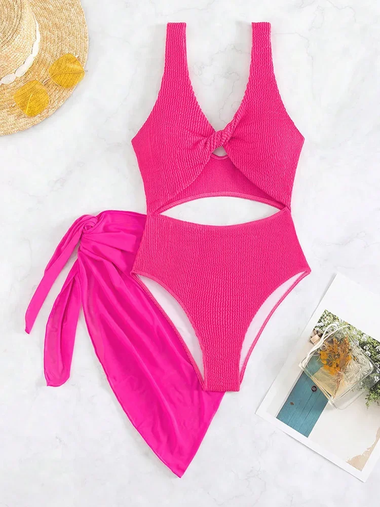 Bikinis ahuecados sexys, conjunto de 2 piezas, traje de baño para mujer, falda para la playa sin espalda de cintura alta, nuevo traje de baño de verano 2025, traje de baño de una pieza