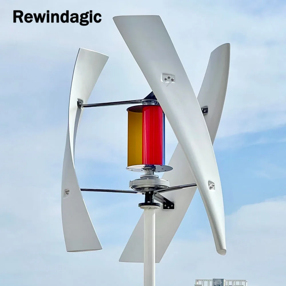 5KW Vertical Wind Turbine Generator 5000W 12v 24v Alternative Free Energy Windmills With MPPT Hybrid Controller For Home Use