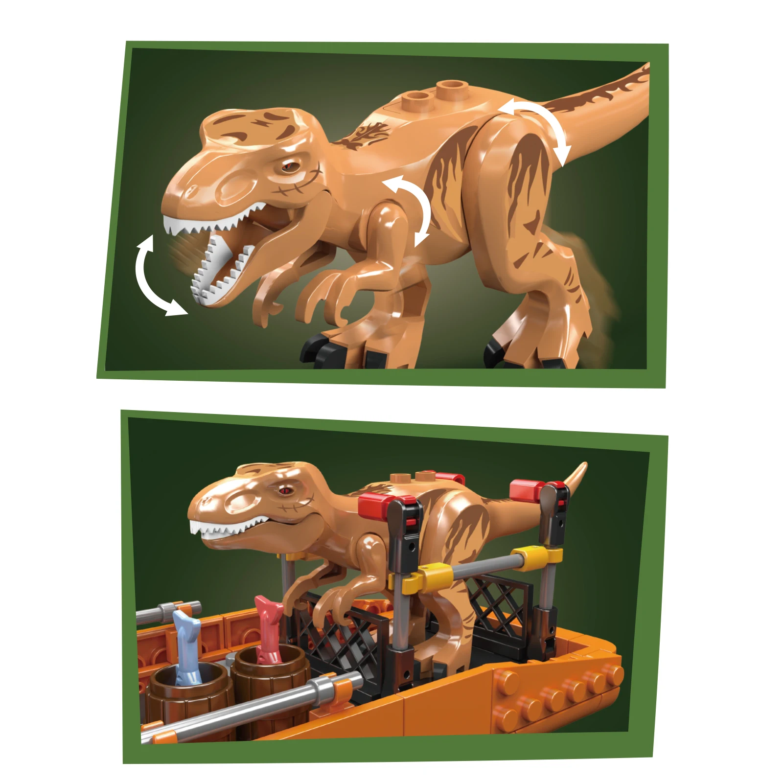 Molde King 29002 427PCS Tiranossauro Navio de Transporte Dinossauro Ovo Modelo Kit Pequenos Blocos de Construção Brinquedos