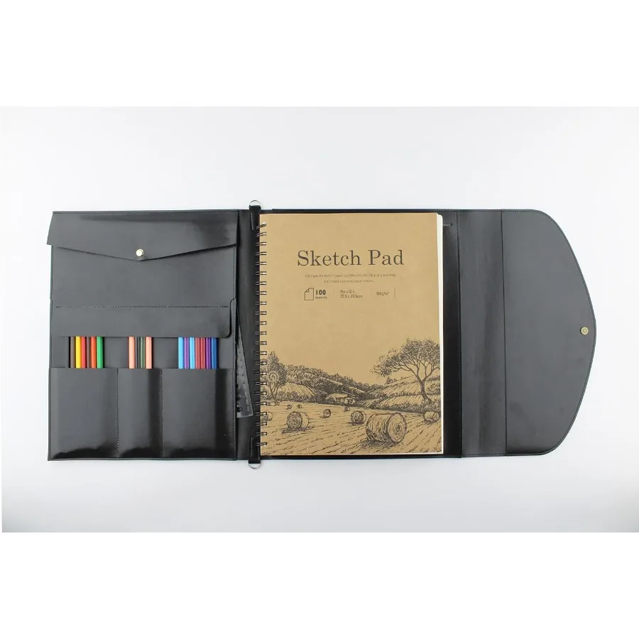 

Creative Sketchbook Cover for 9x12 inch Art Journal and Drawing Pad with Protective Sleeve and Pencil Case Combo Ideal for Arti