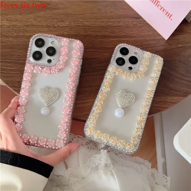 موضة حجر الراين زهرة الكاميليا الحالات الهاتف لجوجل بكسل 9 برو XL 8 7 6 9A 8A 7A 6A Pixel8A بريق غطاء الماس الفاخر