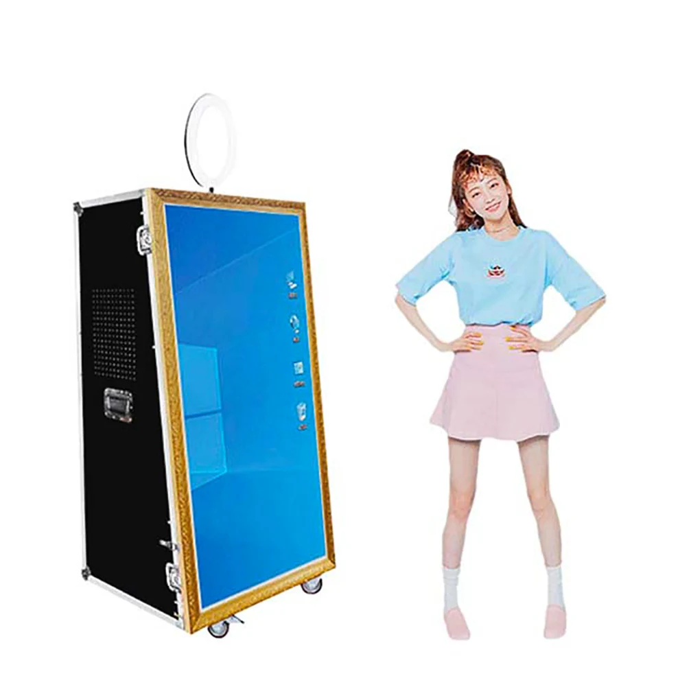 Digital Magic Mirror Photo Booth with Printer 360 Infinity Glass Top Frame Design for Professional Use Rental Business