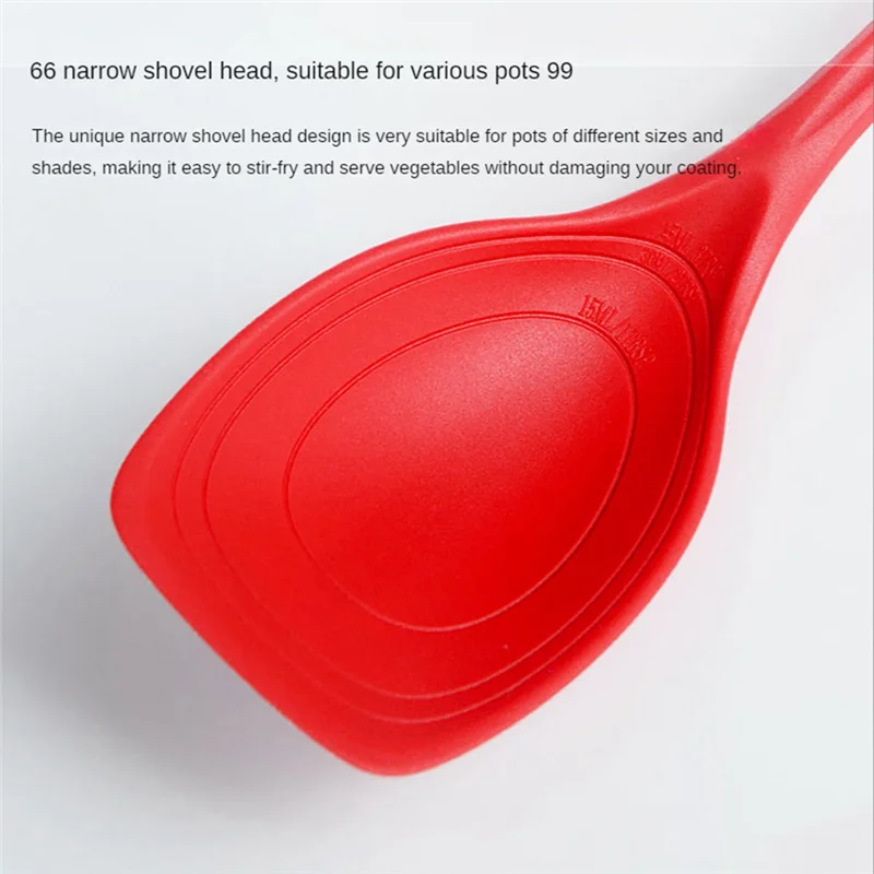 ONCE Silicone Cooking Spoon,Non-Stick Slotted And Solid Spoon Set With Deep Bolw And Measurement Mark, Kitchen Utensils