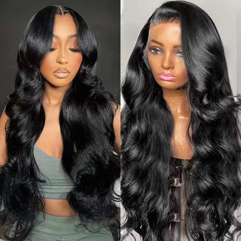 

200 Density 13x6 Black Body Wave Lace Front Human Hair Wig Brazilian Remy 52 Inch 13x4 Lace Frontal Wigs Pre Plucked For Women