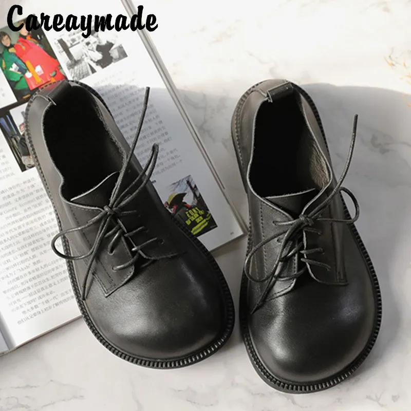 Careaymade-Genuine Leather Handmade Women\'s shoes comfortable soft leather winter Plush lace up casual warm men\'s shoes big size