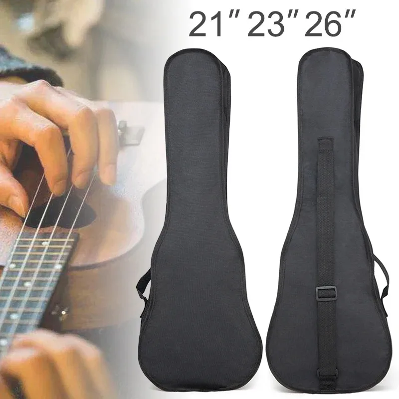 

21 23 26 Inch Ukulele Gig Bag Case Waterproof Oxford Fabric Soft Concert Bag Black Portable Single Shoulder Ukelele Backpack