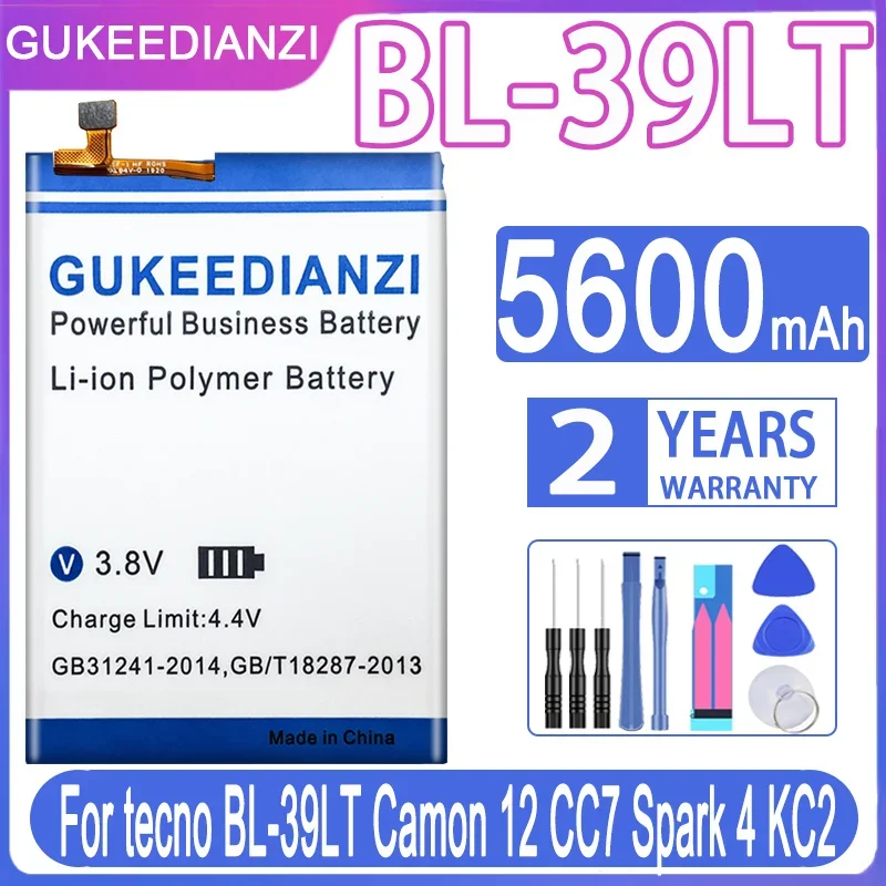 

GUKEEDIANZI Replacement Battery 5600mAh For tecno BL-39LT Camon 12 CC7 Spark 4 KC2 Portable batteries