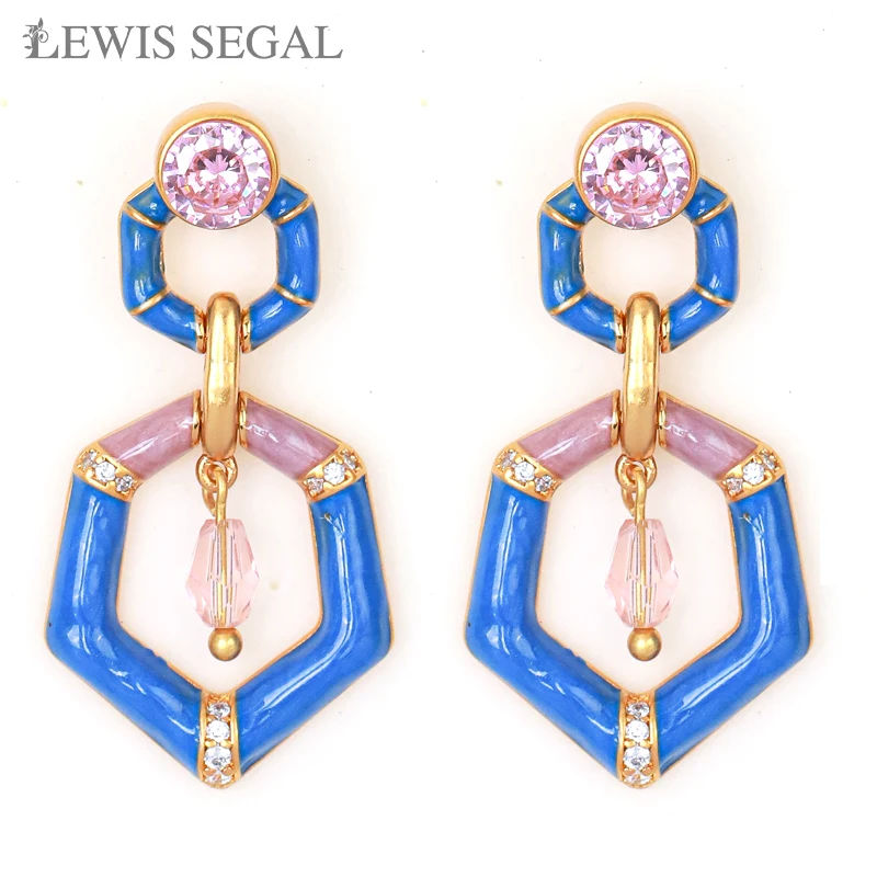 

LEWIS SEGAL Creative Hexagon Frame Drop Earrings Fine Geometric Retro Enamel Earring Women Lightweight Polygon Ear Jewelry