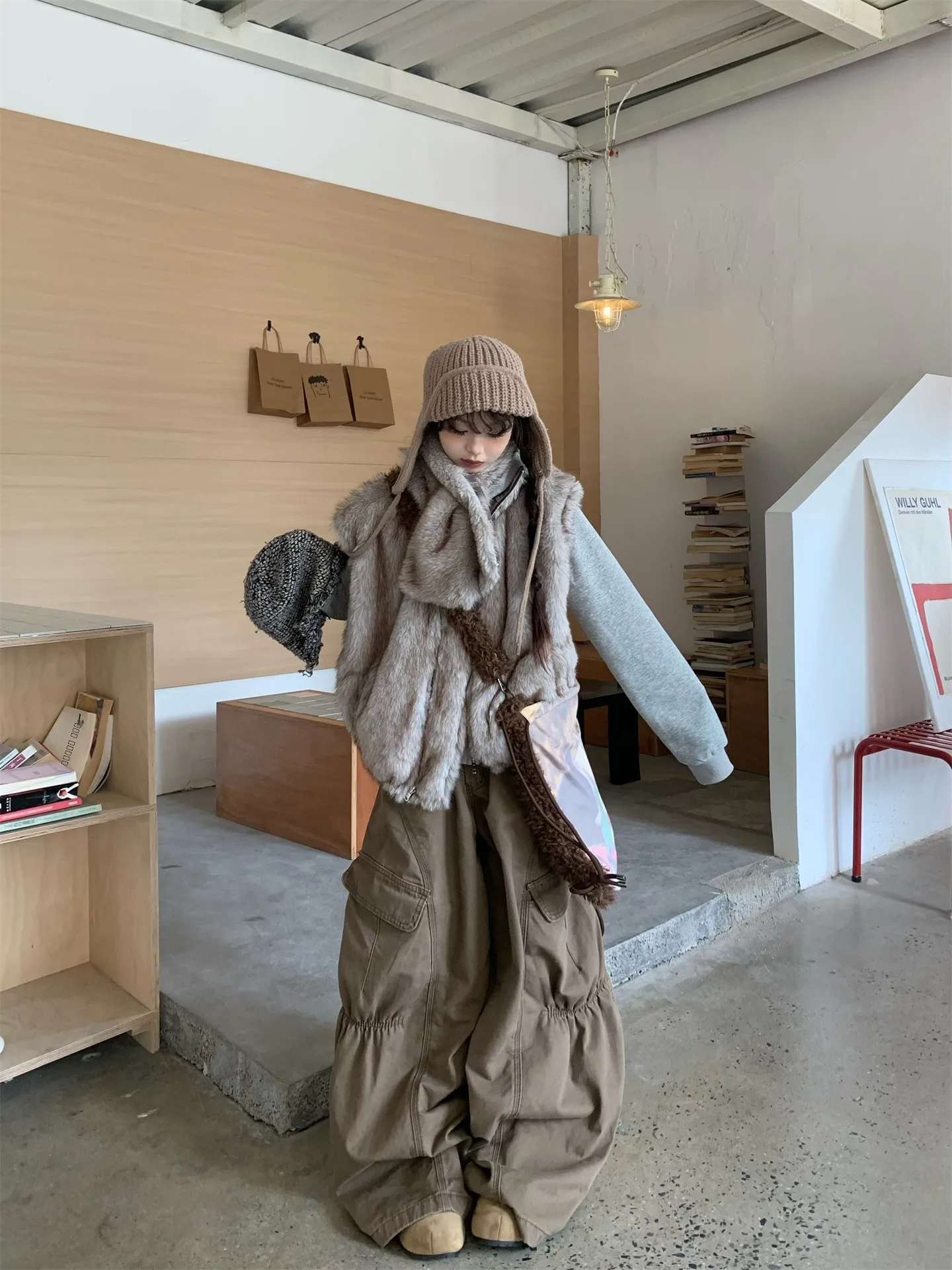 

Warm Faux Fur Vest Cotton Jaet Women's Winter Coat Thiened Cotton Clothes Retro Plaid Double-sided Wearable Commute Sle