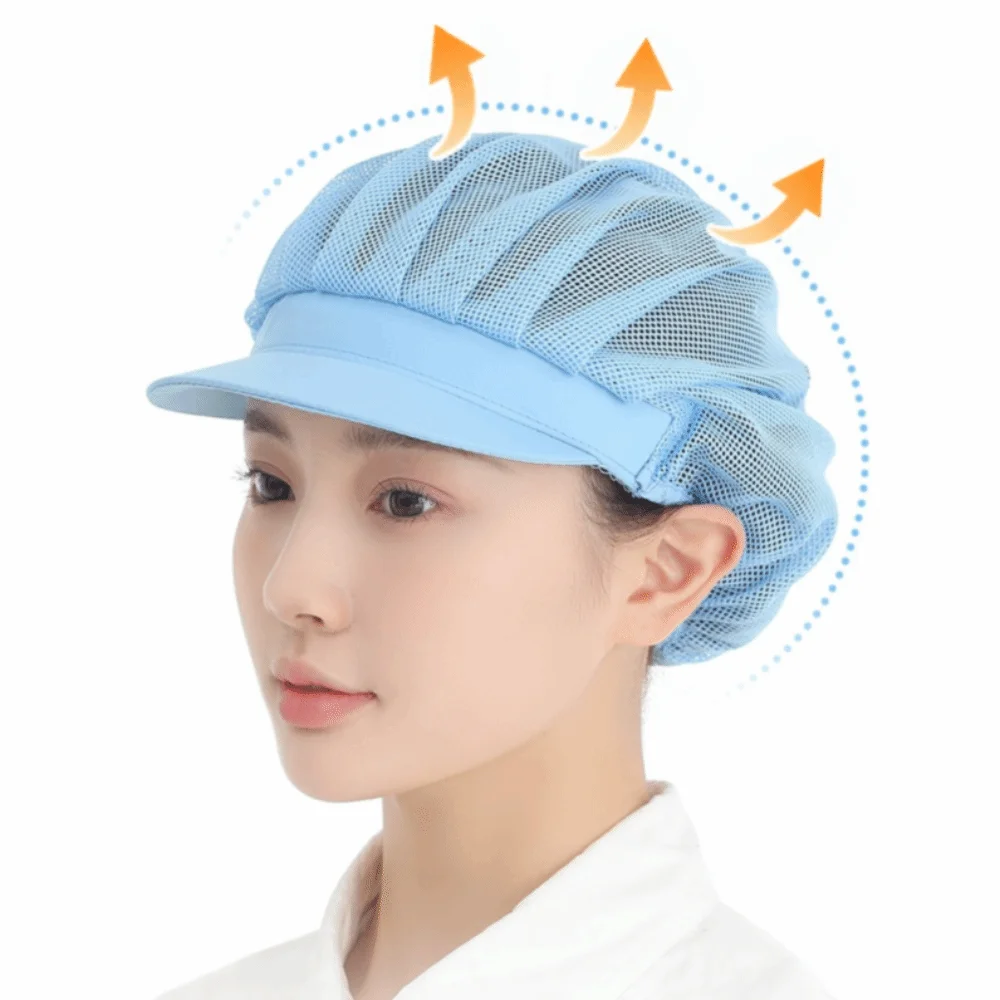 Dustproof Chef Work Hat Breathable Oil Resistant Kitchen Work Cap Cotton Material Hair Drop Prevention Work Caps Food Handling