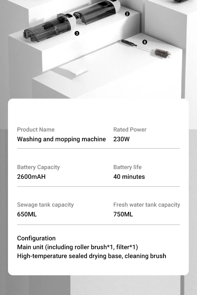 DIVEDEER 15000Pa Wireless Wet Dry Vacuum Cleaner Smart Cordless Mop Floor Cleaner Self-Cleaning Auto Suction Floor Washer