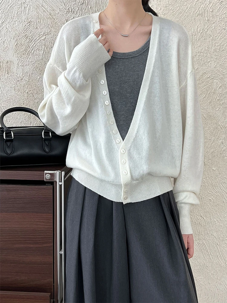 FANAN Office Lady 2 Piece Wool Knitting Tops For Women Sleeveles Slim Vest+single Breasted Cardigan Coats 2025 Autumn New