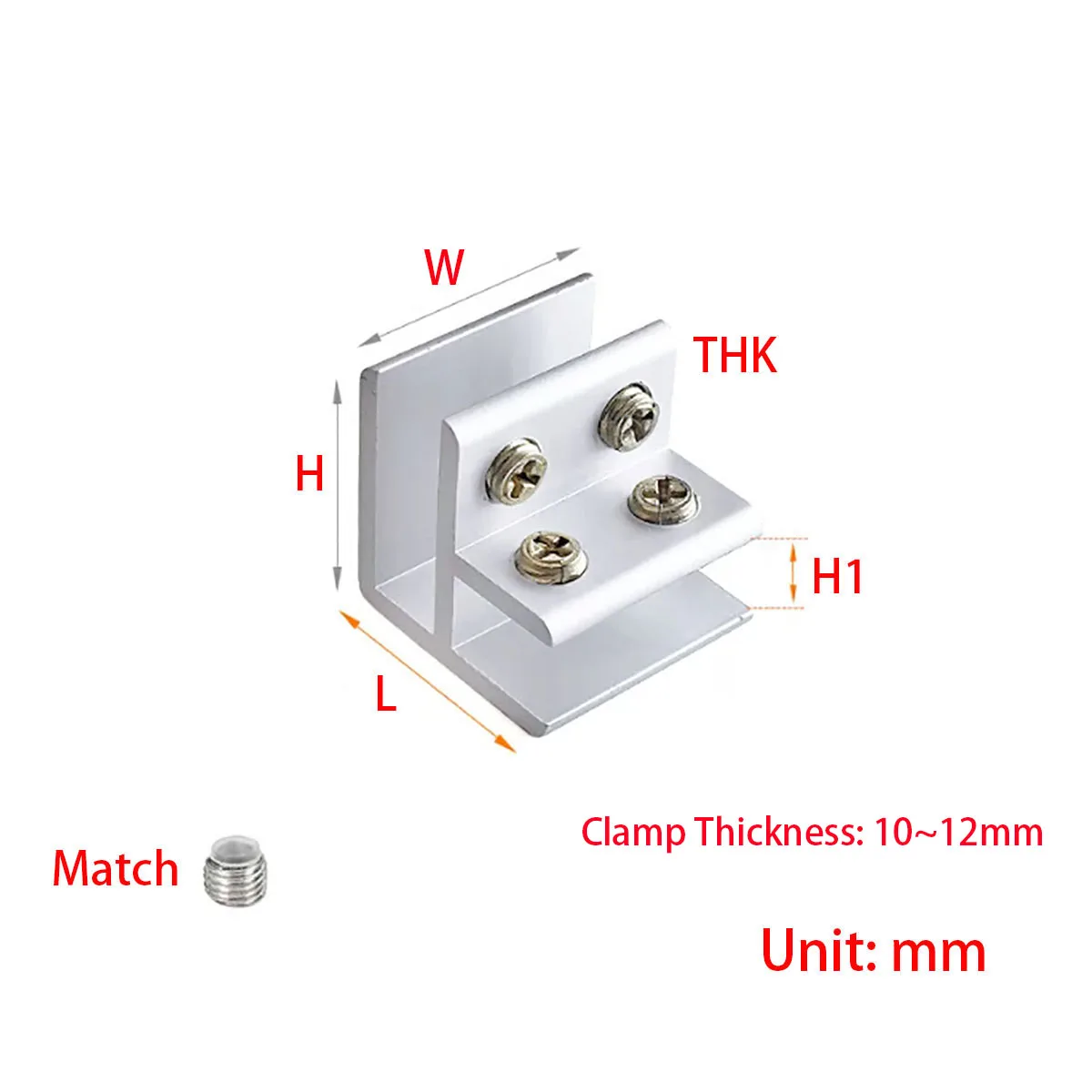 Aluminum Support Frame 1/4 Inch Glass Clip 180 ° 135 ° 90 ° T-shaped Cross Bracket Furniture Accessories