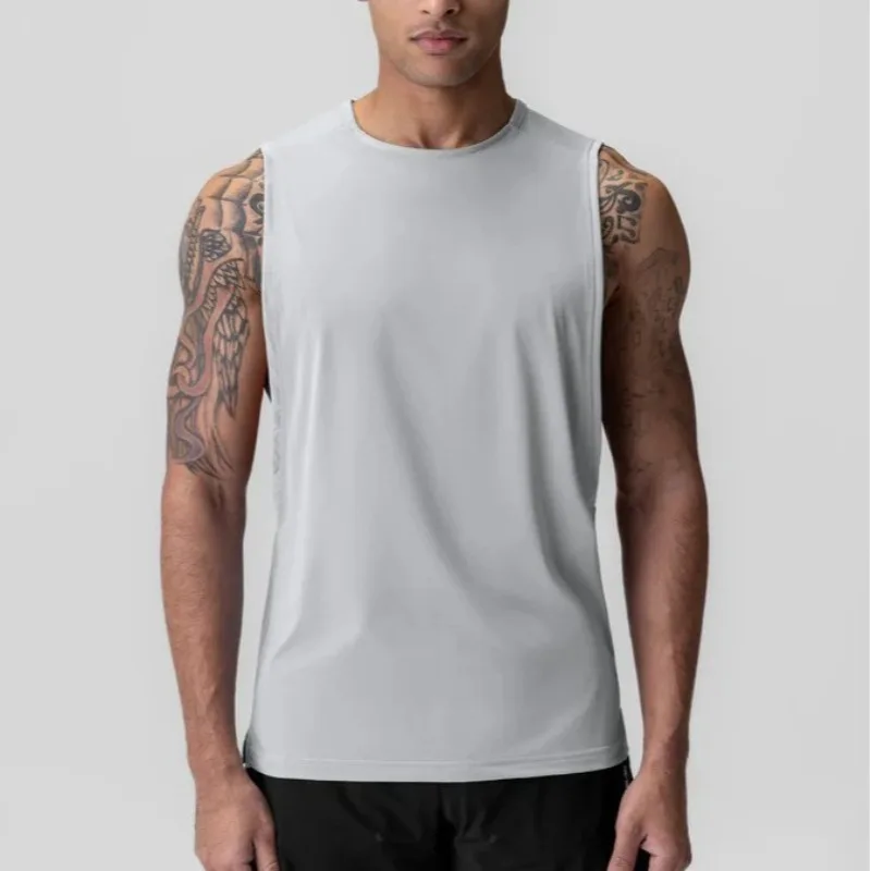 

Quick-drying Sports Vest Men's Pinhole Breathable Cool Feeling Ice Silk Summer Loose Hurdles Sleeveless T-shirt Men