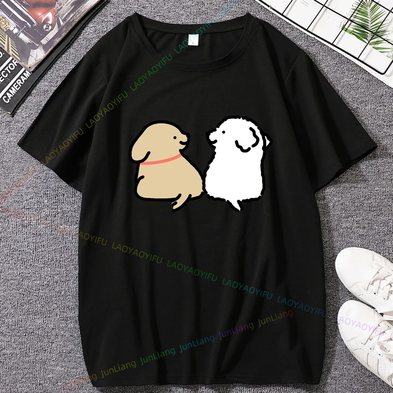 Maltese Dog Cute Simple Pen Line Dog Aesthetic Clothing Unisex Couple Style Graphic T Shirts Cartoon New in Tops & Tees Tshirt