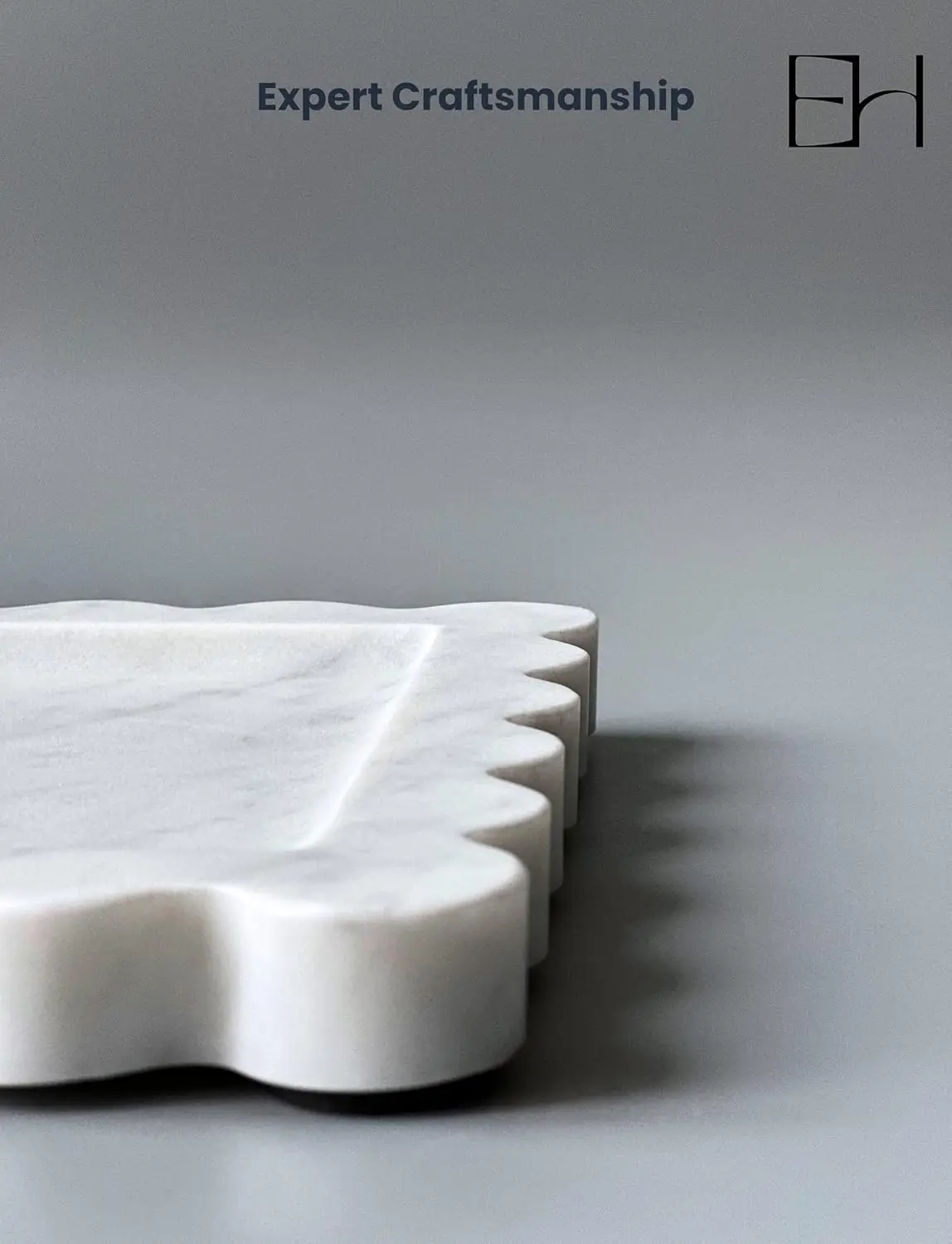 

Natural Marble Tray 8"" With Scalloped Edge, Handmade Decorative Tray, Storage Tray For Counter, Dresser, Vanity, Jewelry,
