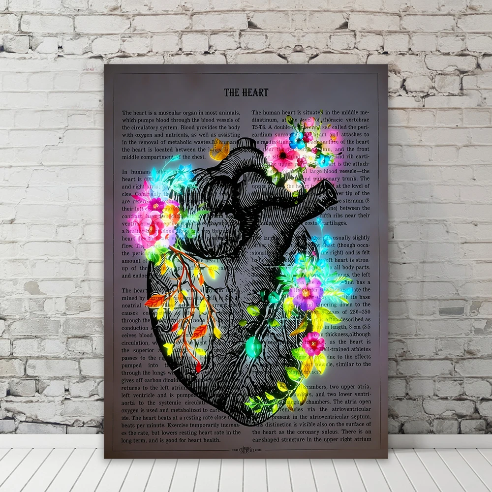 Heart Flower Anatomy Print Medical Poster Hospital Ar Decor Canvas Painting Medical School Cardiology Art Home Office Room Decor