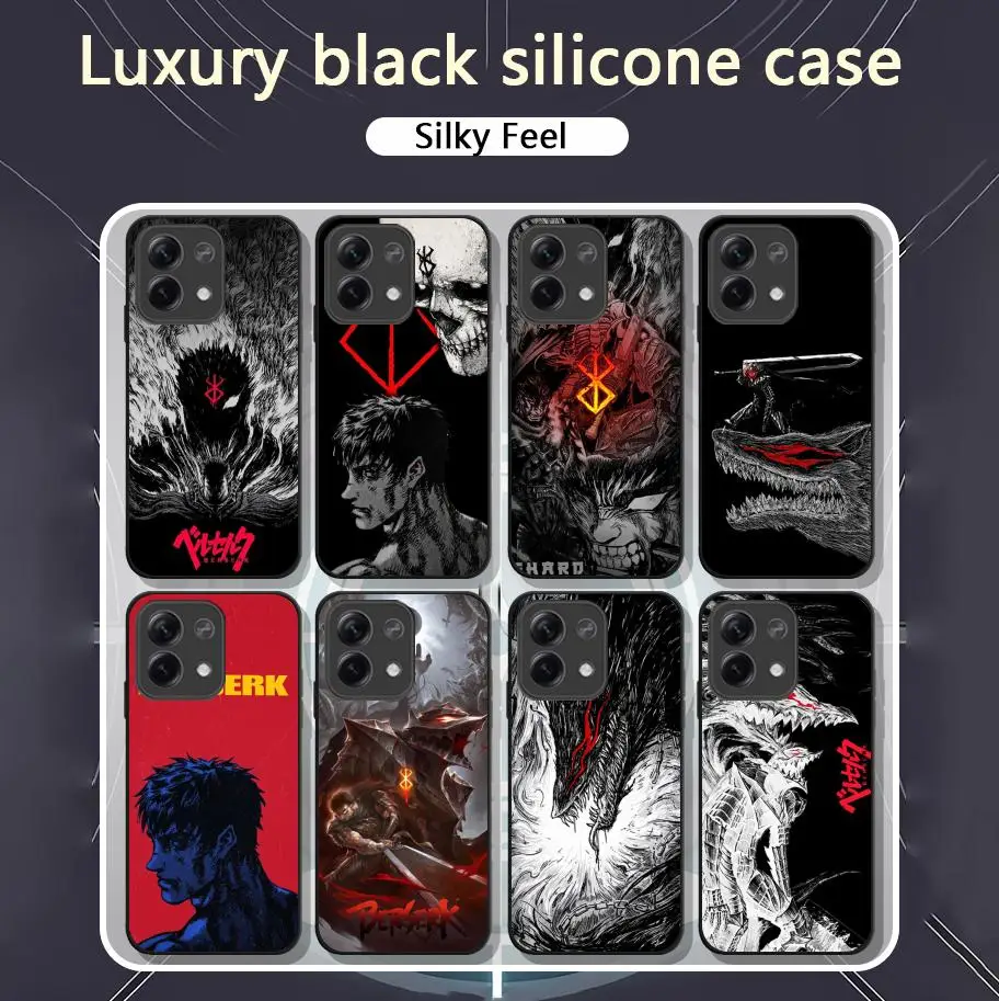 Hot Blood B-berserkS anime Phone Case For Xiaomi Redmi Note 13,12,11, 10 Pro Plus S,  5G, 12S, Soft Black Phone Cover