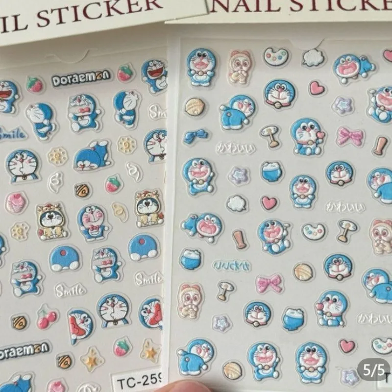 Doraemon Nail Stickers Cute Cartoon Relief Three-dimensional Phone Case Diy Sticker Fashion Water Cup Pen Holder Nail Stickers view 5