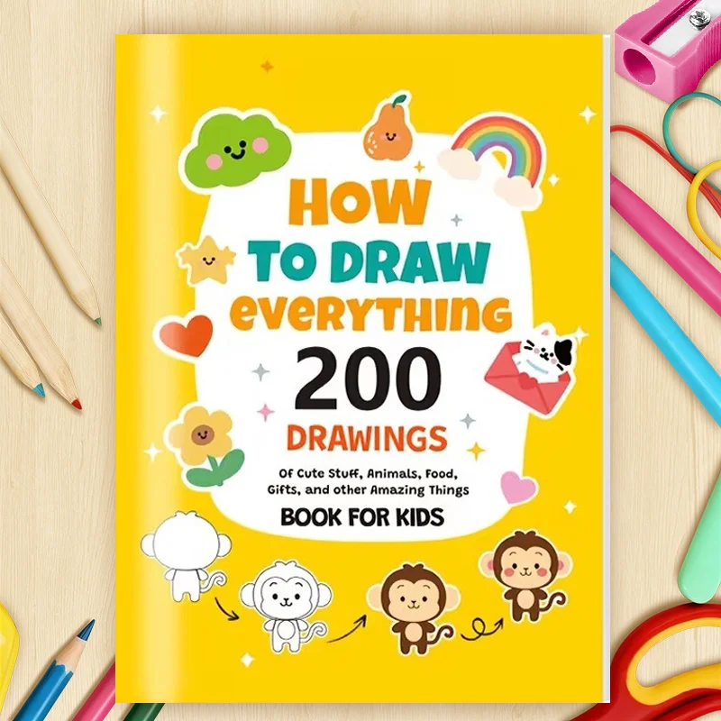 

Cute Monkey Cover, Containing Over 200 Patterns, Step-by-step Drawing Book: How To Draw Anything for Beginners in Drawing