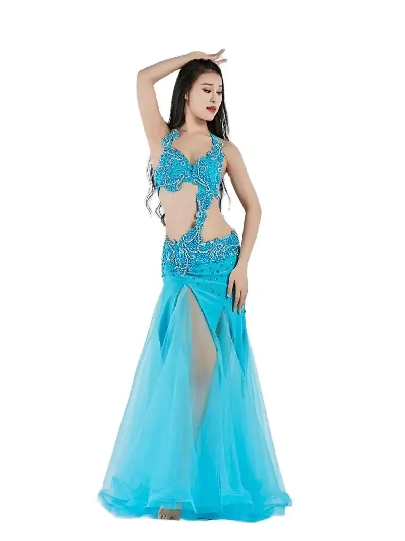 Customized Performance Clothing Belly Dance Costume 2/3pcs Full Set Bra Belt Skirt 34B/C36B/C38B/C Women Oriental Dance Costumes