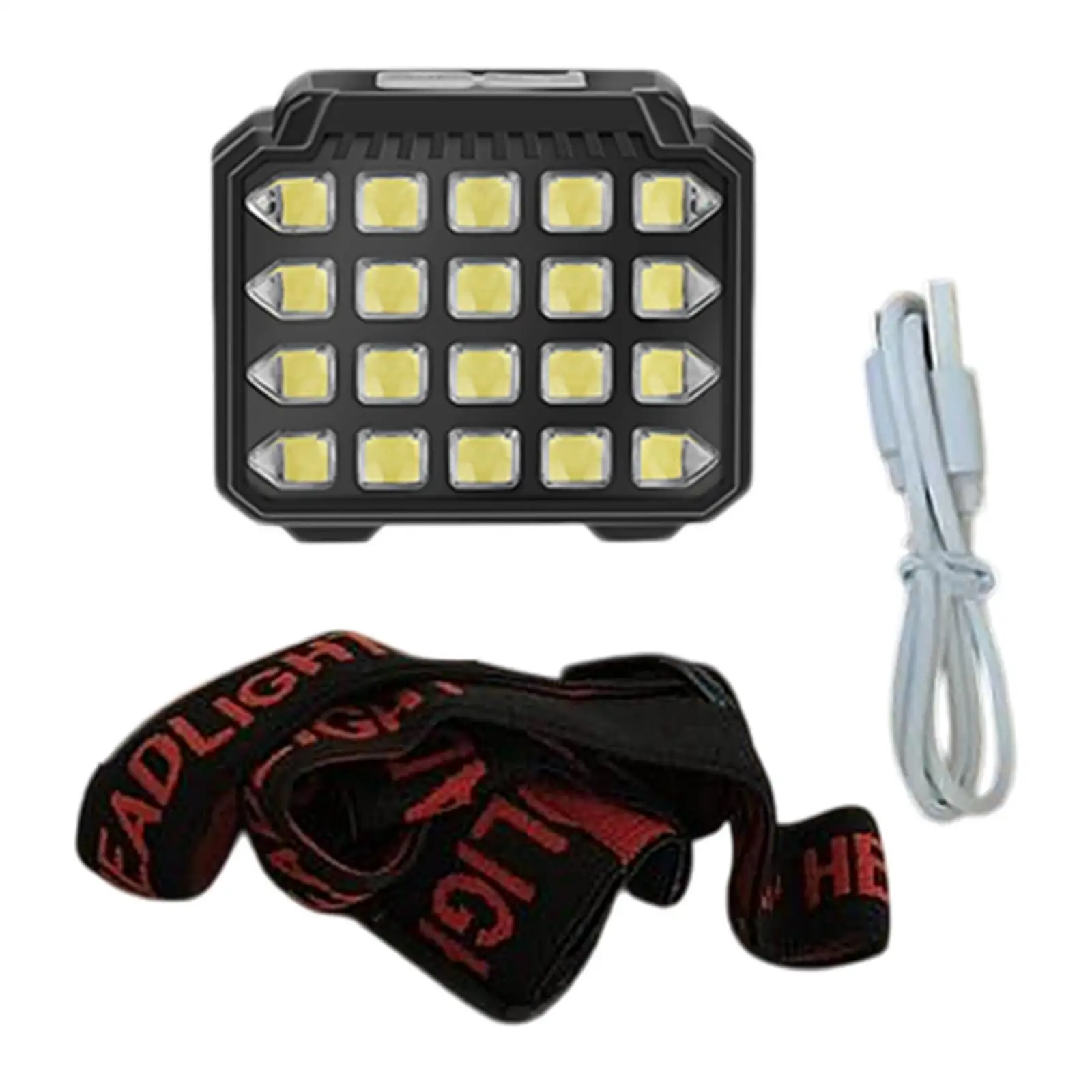 Lampada frontale ricaricabile a LED 3 modalità di illuminazione per adulti Faro con cinturino regolabile per corsa, lettura, equitazione, jogging, campeggio