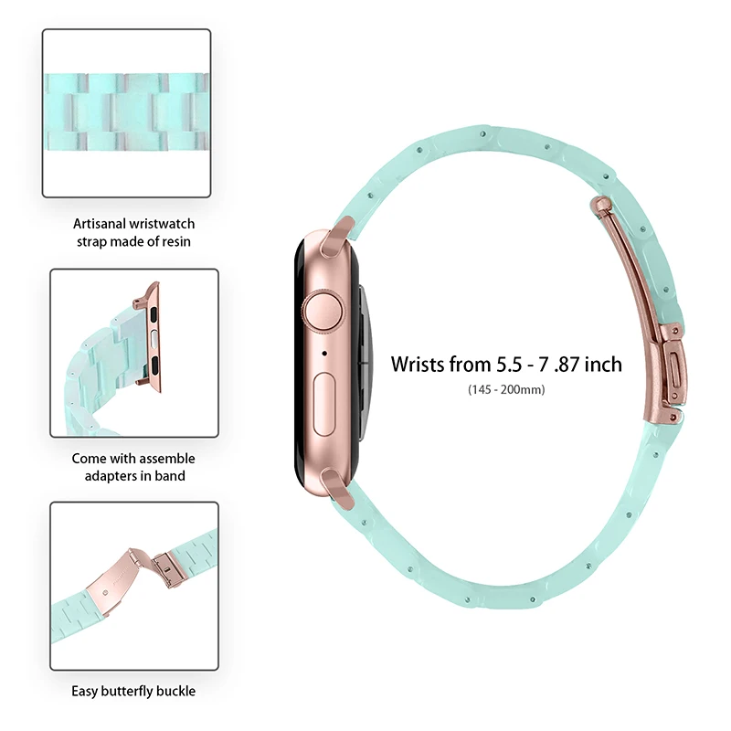 استبدال 3 الخرز الراتنج حزام ساعة اليد الفرقة لساعة أبل سلسلة 10 42 مللي متر/9 8 7 41 مللي متر/6 5 4 SE SE (2022) SE (2023) 40 مللي متر/3 2